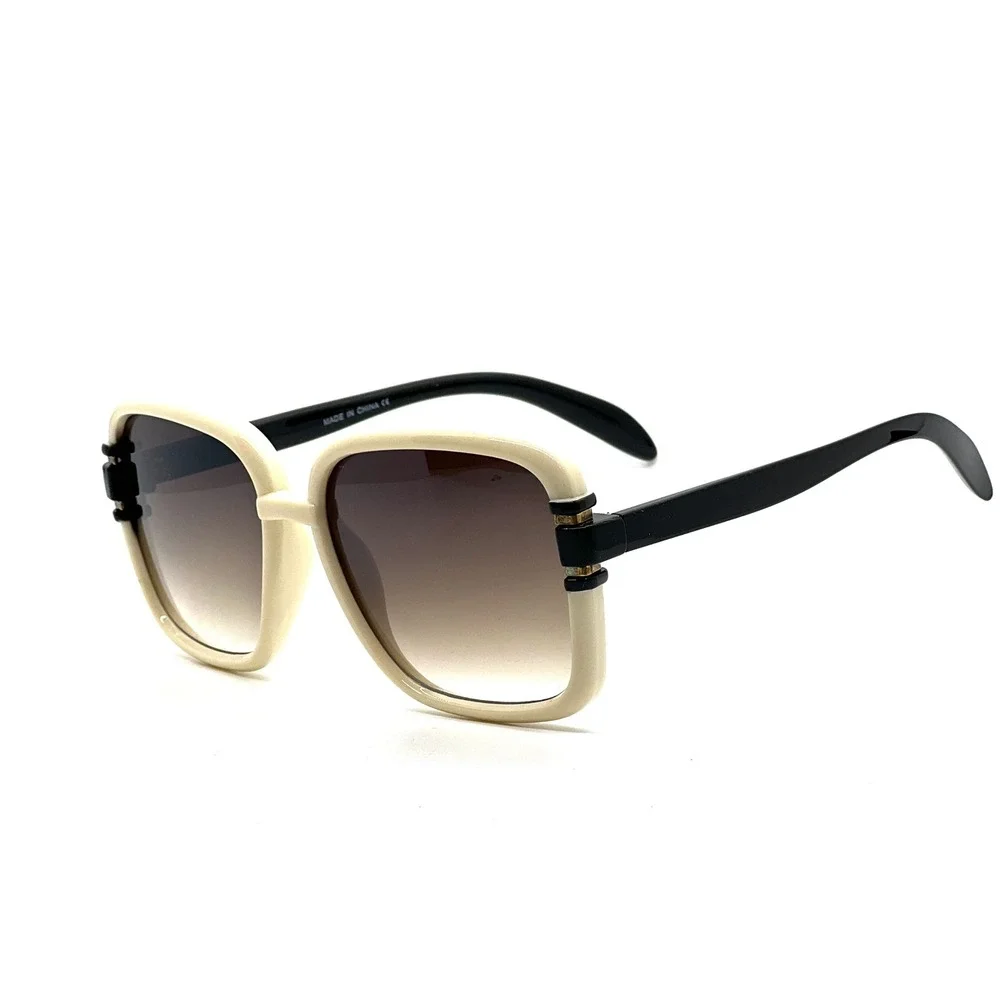 Chic Oversized Square Sunglasses Cream Black Gradient Lenses Women Fashion Gafas
